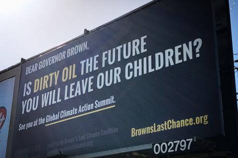 Billboard at La Cienega oil fields.