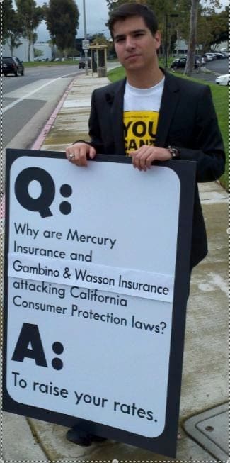 Consumer Watchdog Advocates Drop By Mercury Insurance Offices in Orange County