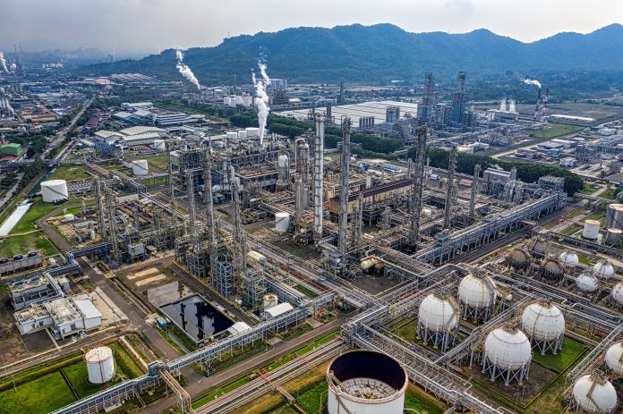 panoramic view of oil refinery