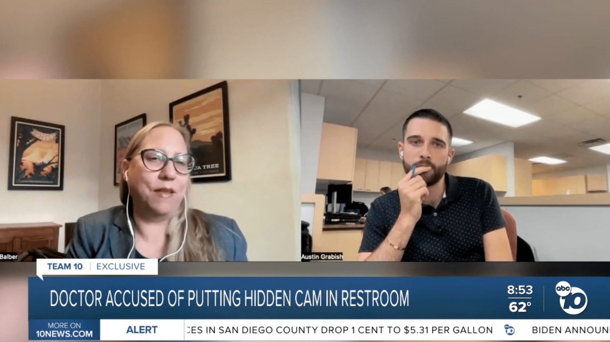 KGTV-SD (ABC)Â –Â San Diego, CA: Doctor Accused of Putting Hidden Camera In A Hospital Restroom