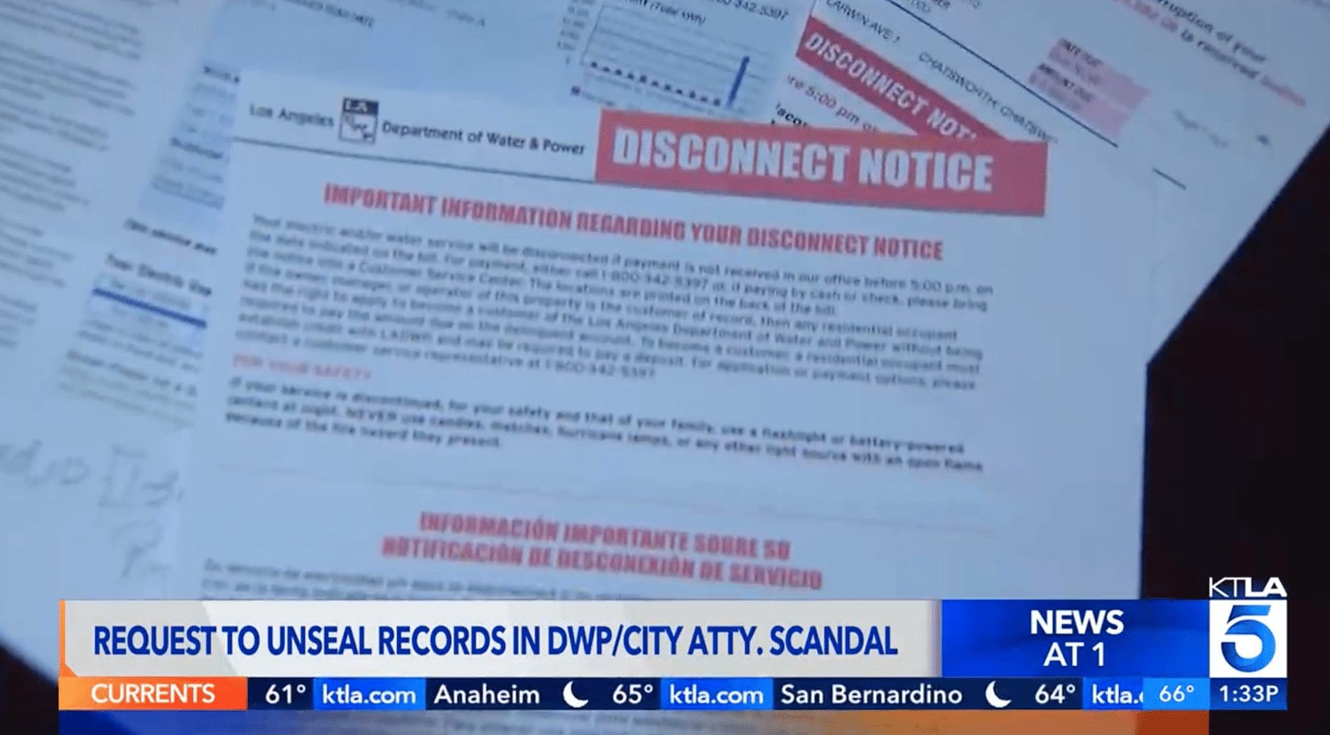 KTLA-LA (CW) – Los Angeles, CA: Request To Unseal Records In DWP/City Attorney Scandal