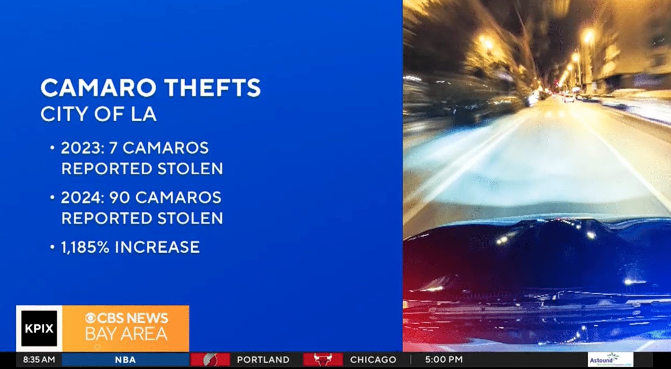 KBCW 44 Cable 12 – San Francisco, CA: Chevy Camaro Thefts On The Rise