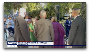 KTVU Fox 2: Wildfire Survivors Protest At Governor’s Mansion