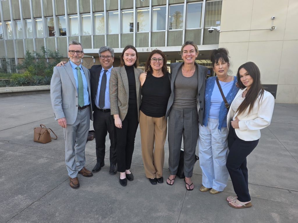 The plaintiff’s team led by Courtney Rowley (third from right) and Tracy Dominguez (second from right) 
